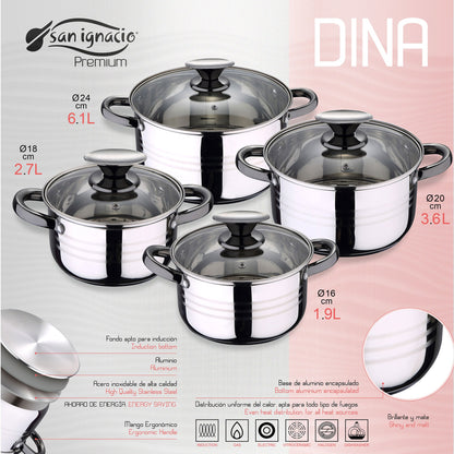 Set De Bataría 8pc En Acero Inoxidable + Set 3pc Ollas A Presión Acero Inoxidable San Ignacio_1