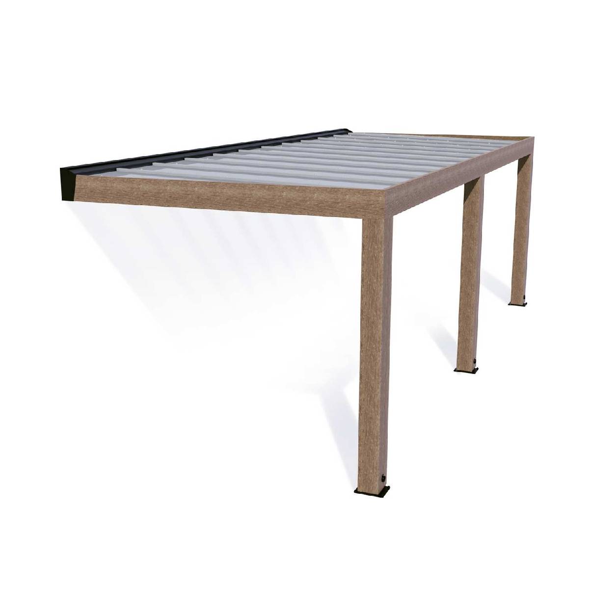 Pérgola adosada de madera de cedro Helsinki 300x730 cm Canopia