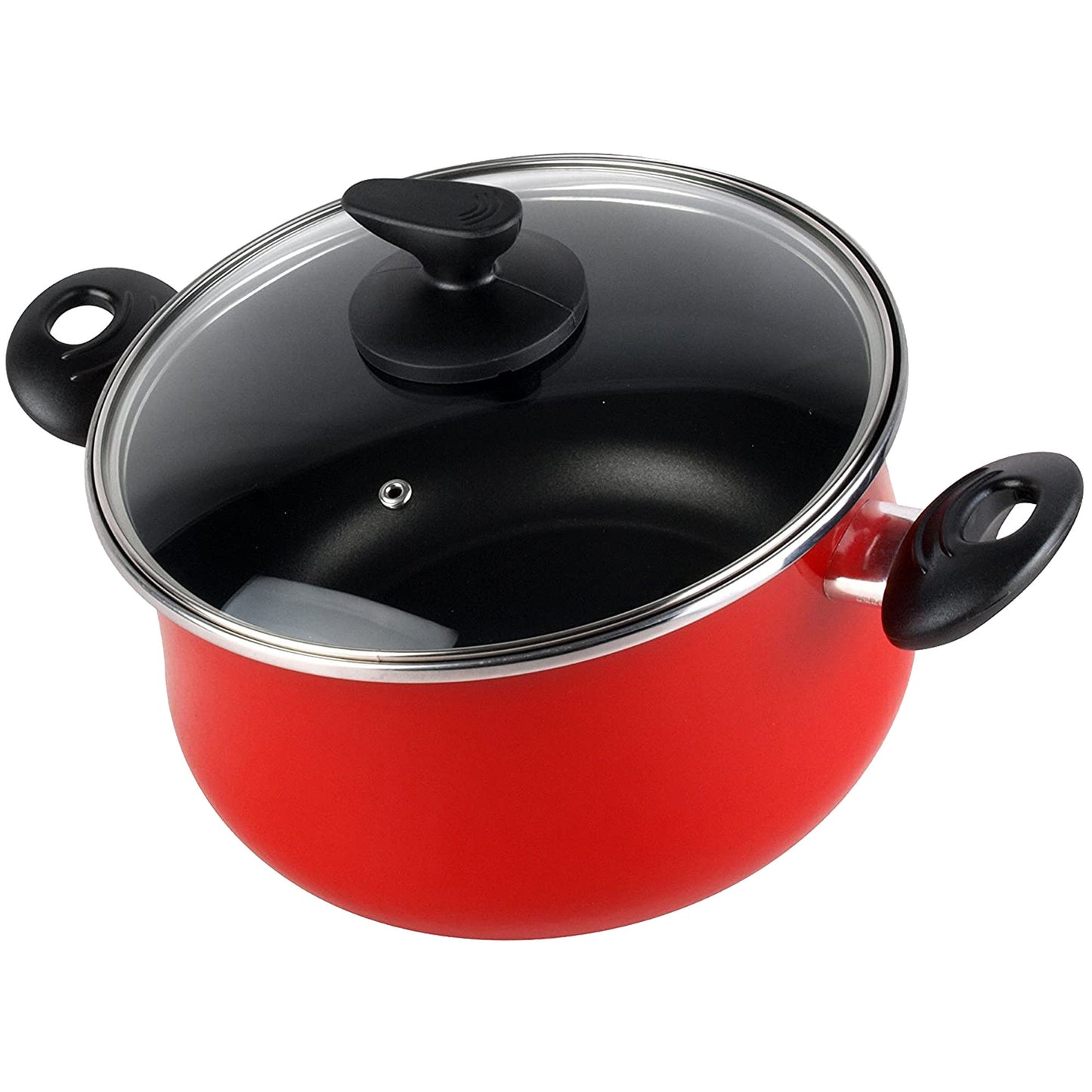 Magefesa Praga Olla 30 Con Tapa Vidrio, Acero Esmaltado Vitrificado, En Granate, Inducción Y Lavavajillas