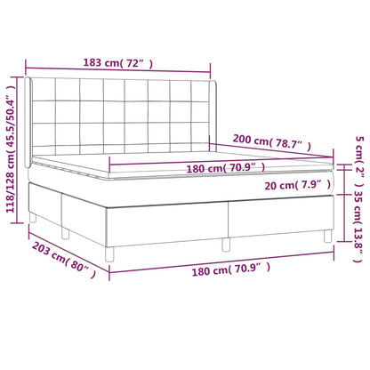 Cama Box Spring Colchón Y Luces Led Tela Azul 180x200 Cm / Vetonek_1
