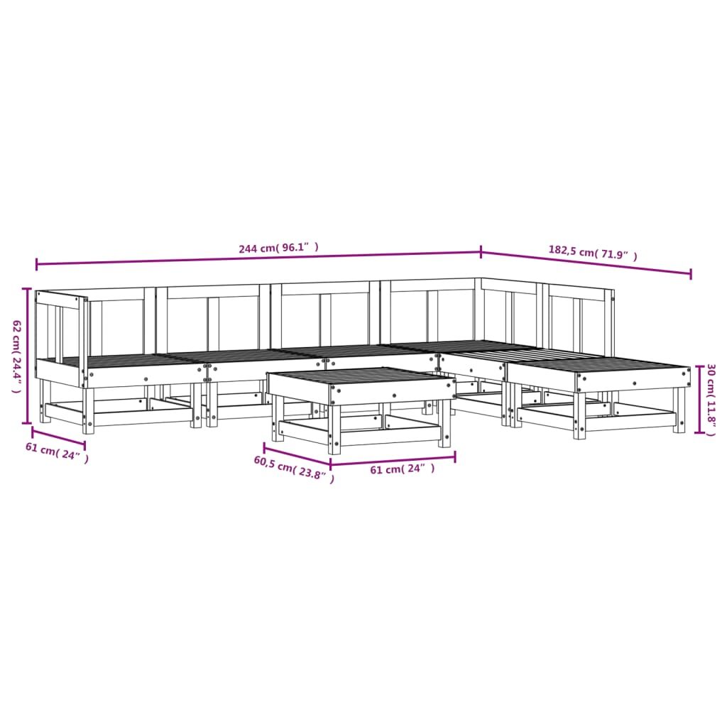 Vidaxl Juego De Muebles De Jardín 7 Pzas Madera Maciza Abeto Douglas_2