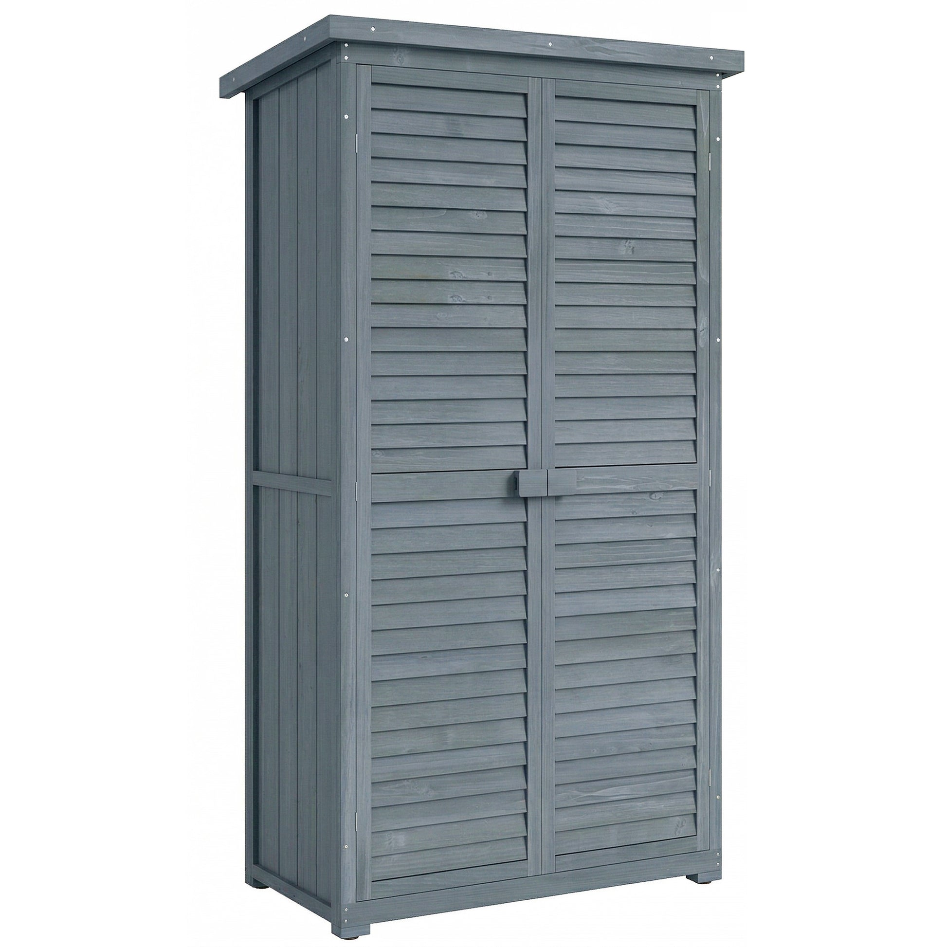 Outsunny Cobertizo De Madera 0,31 M² Con 2 Puertas Y 2 Estantes Gris_0