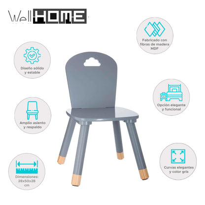 Wellhome Silla Para Niños Gris_1