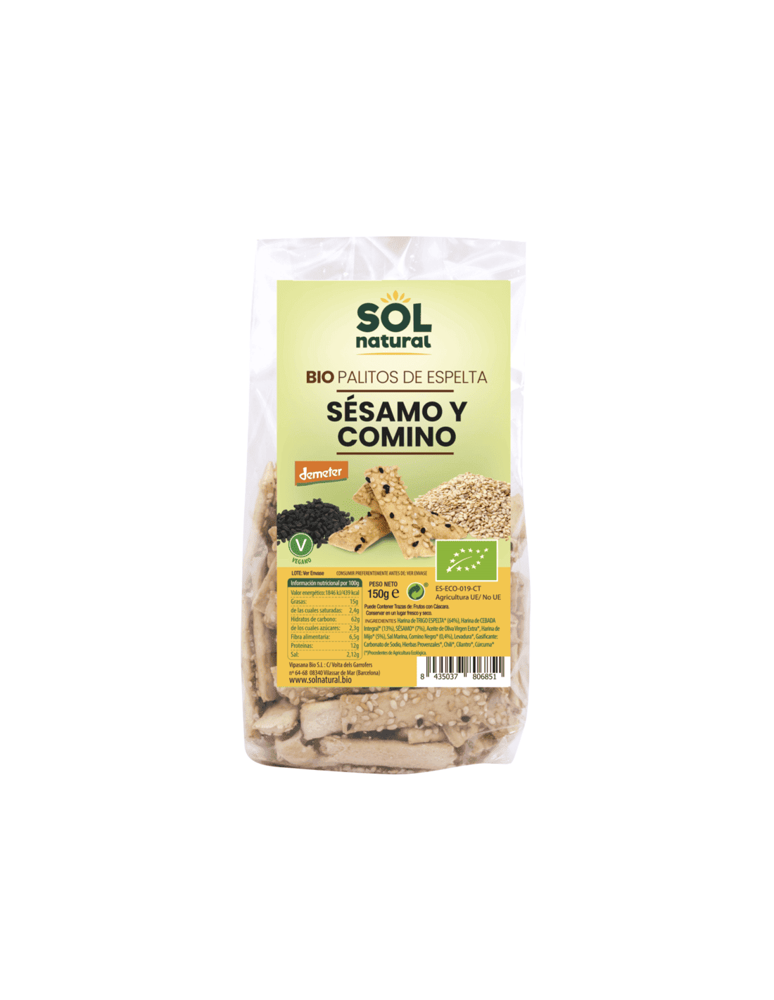 Palitos De Espelta Con Sésamo Y Comino Negro - Sol Natural_0