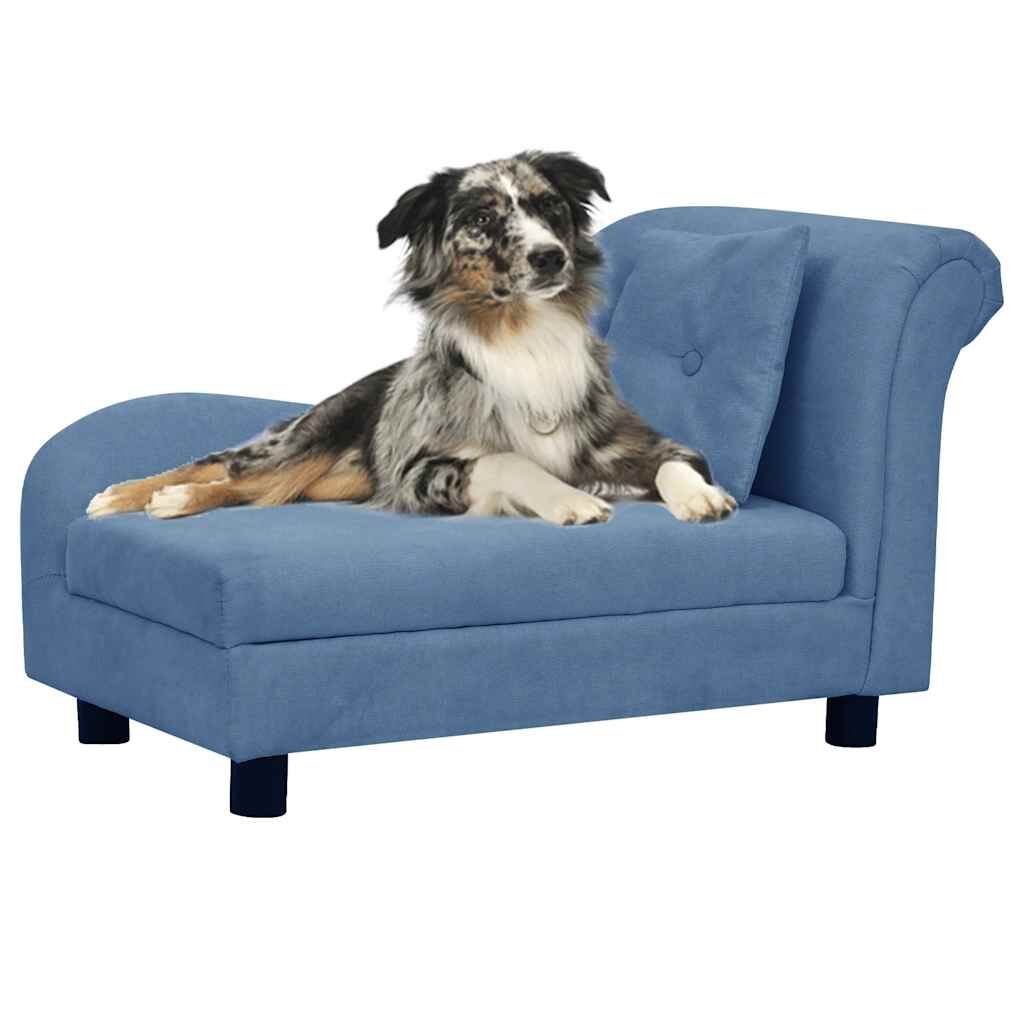 Vidaxl Sofá Para Perros Con Almohada Azul Felpa 83x44x44 Cm_1