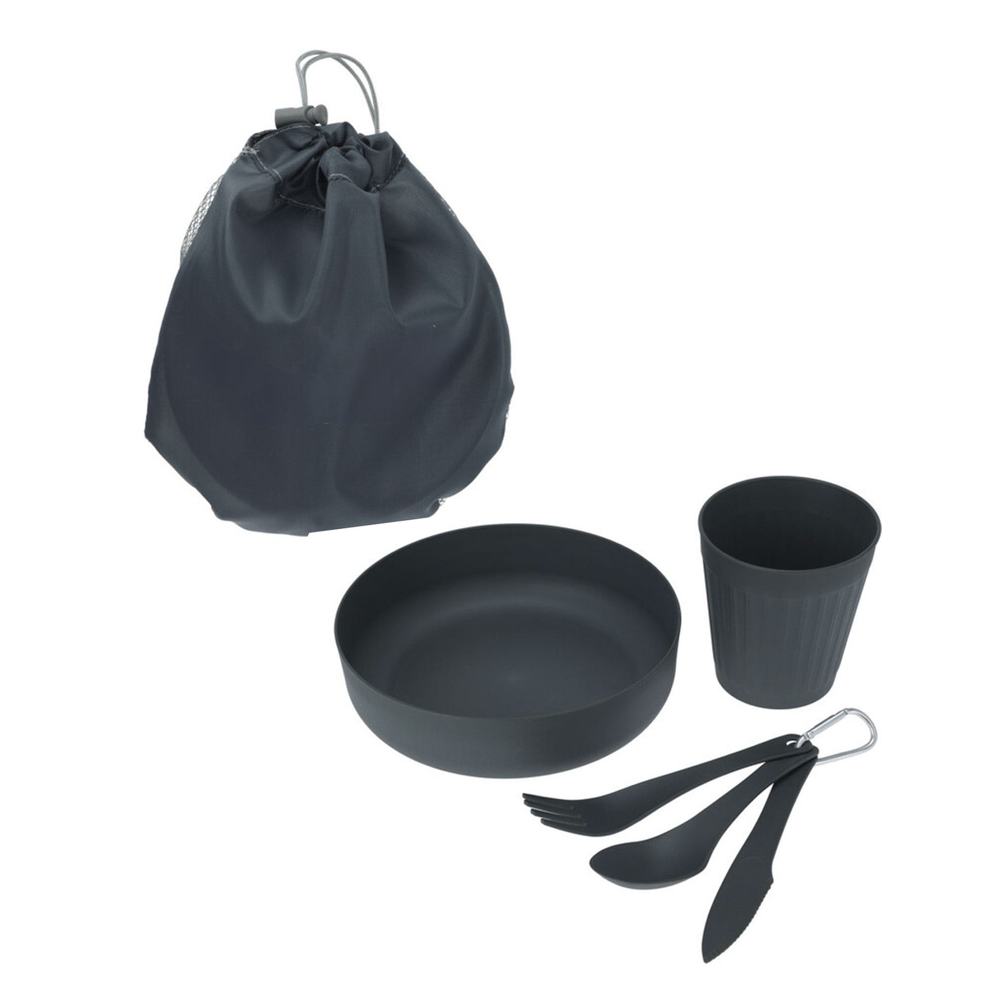 Well Home Juego De 6 Piezas De Camping: Bol 730ml, Taza 330ml, Bolsa De Almacenaje Y 3pcs De Cubiertos En Gancho_0