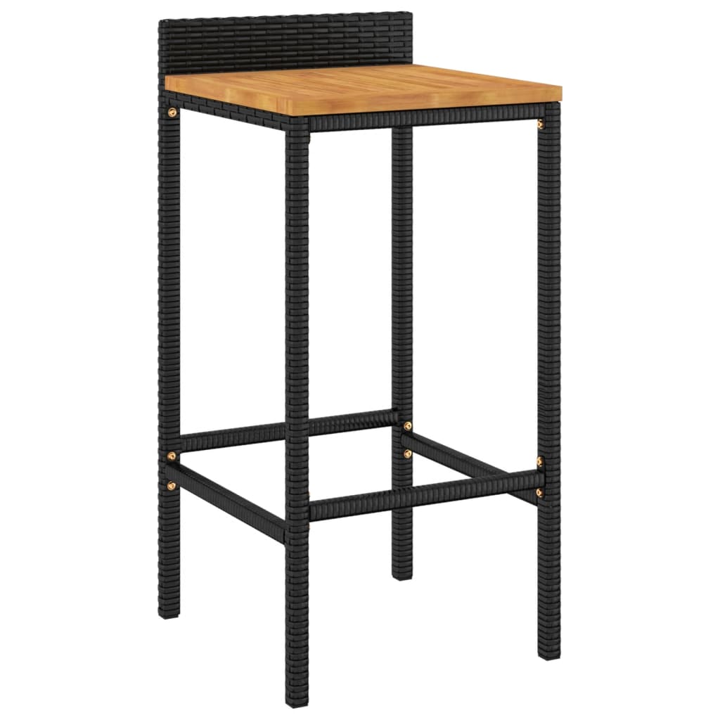 Taburetes Altos 2 Uds Madera De Acacia Y Ratán Sintético Negro_1