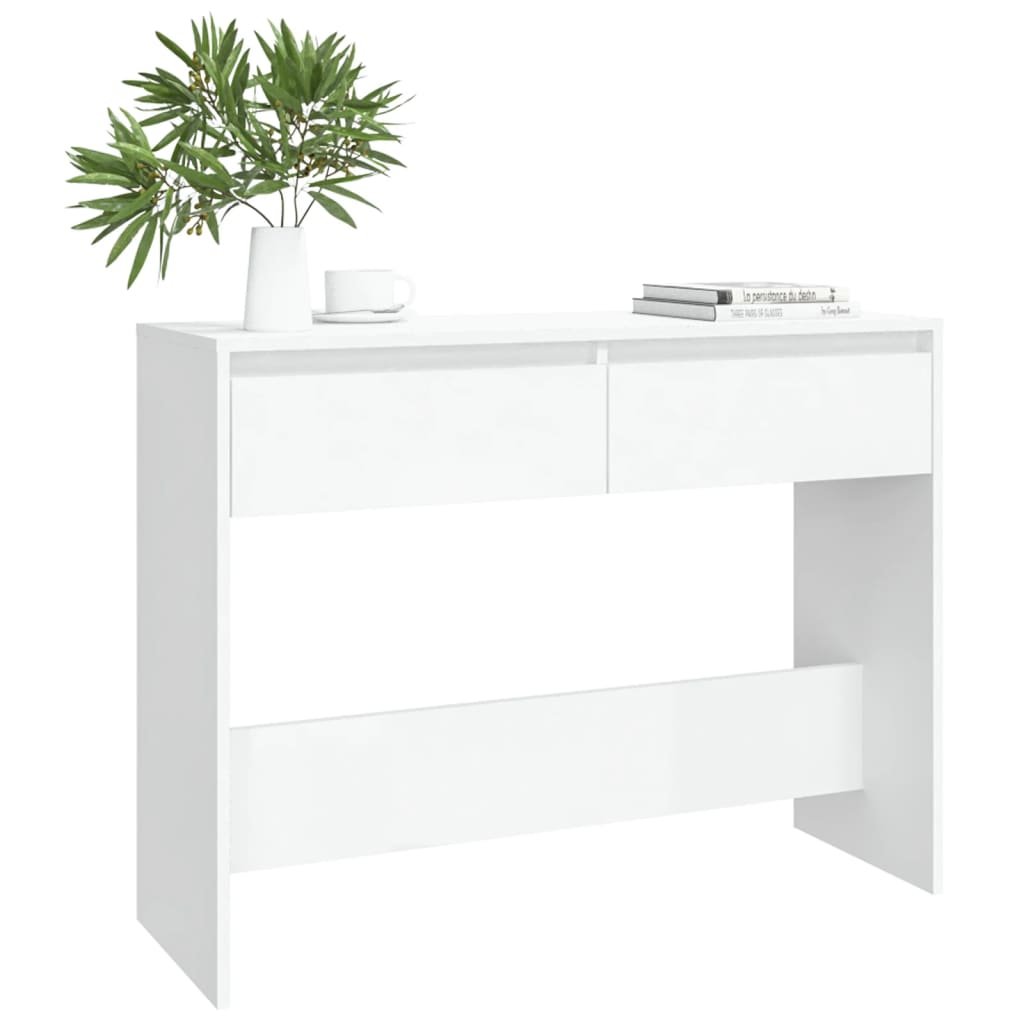 Mesa Consola Madera De Ingeniería Blanca 100x35x76,5 Cm_1