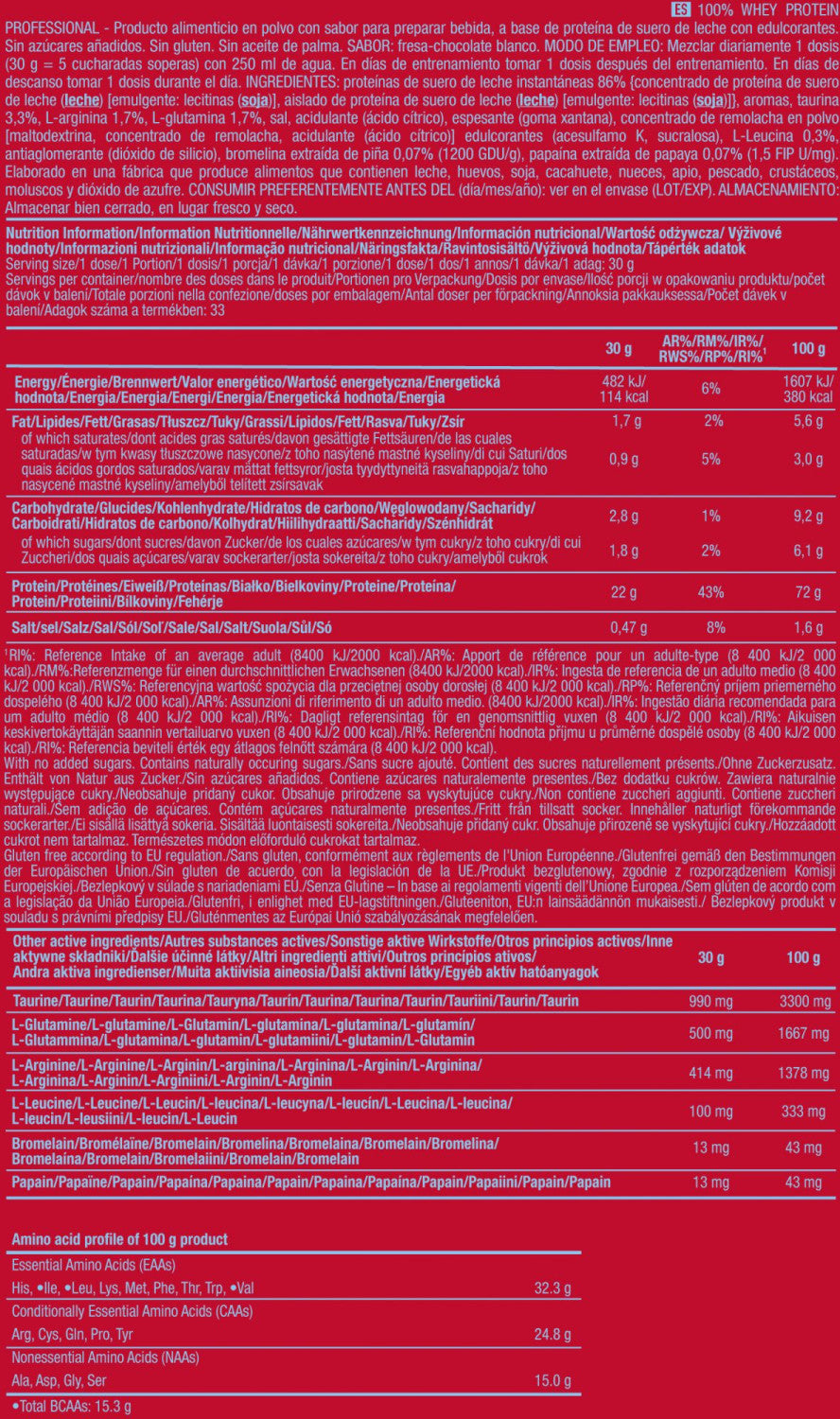 100% Whey Protein Professional - 1kg - Fresa Chocolate Blanco - Proteina De Suero Whey - Scitec Nutrition_5