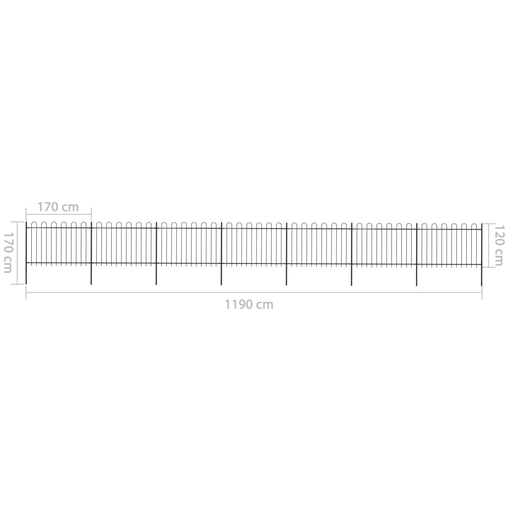 Valla De Jardín Con Puntas De Aro Acero Negro 11,9x1,2 M / Vetonek_0