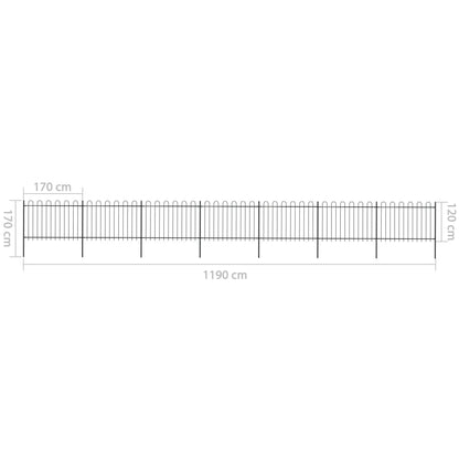 Valla De Jardín Con Puntas De Aro Acero Negro 11,9x1,2 M / Vetonek_0