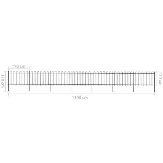 Valla De Jardín Con Puntas De Aro Acero Negro 11,9x1,2 M / Vetonek_0