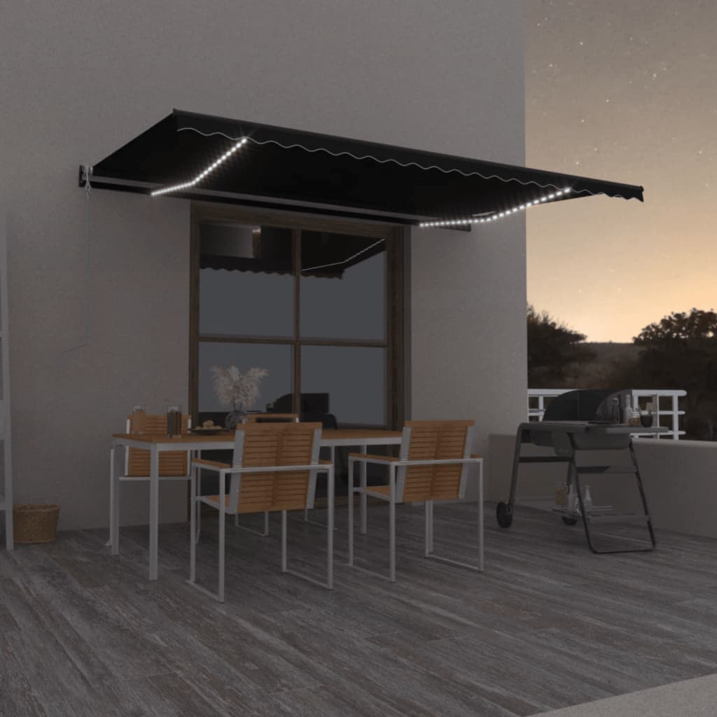 Toldo Automático Led Sensor De Viento Gris Antracita 500x350 Cm_1