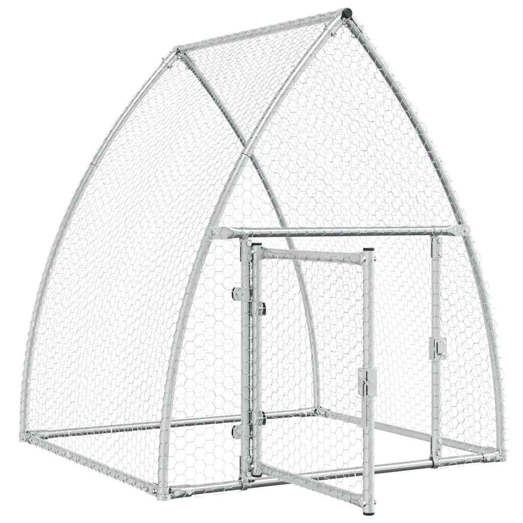 Vidaxl Jaula Para Gallinas Acero Galvanizado Plateado 100x105x120 Cm_3