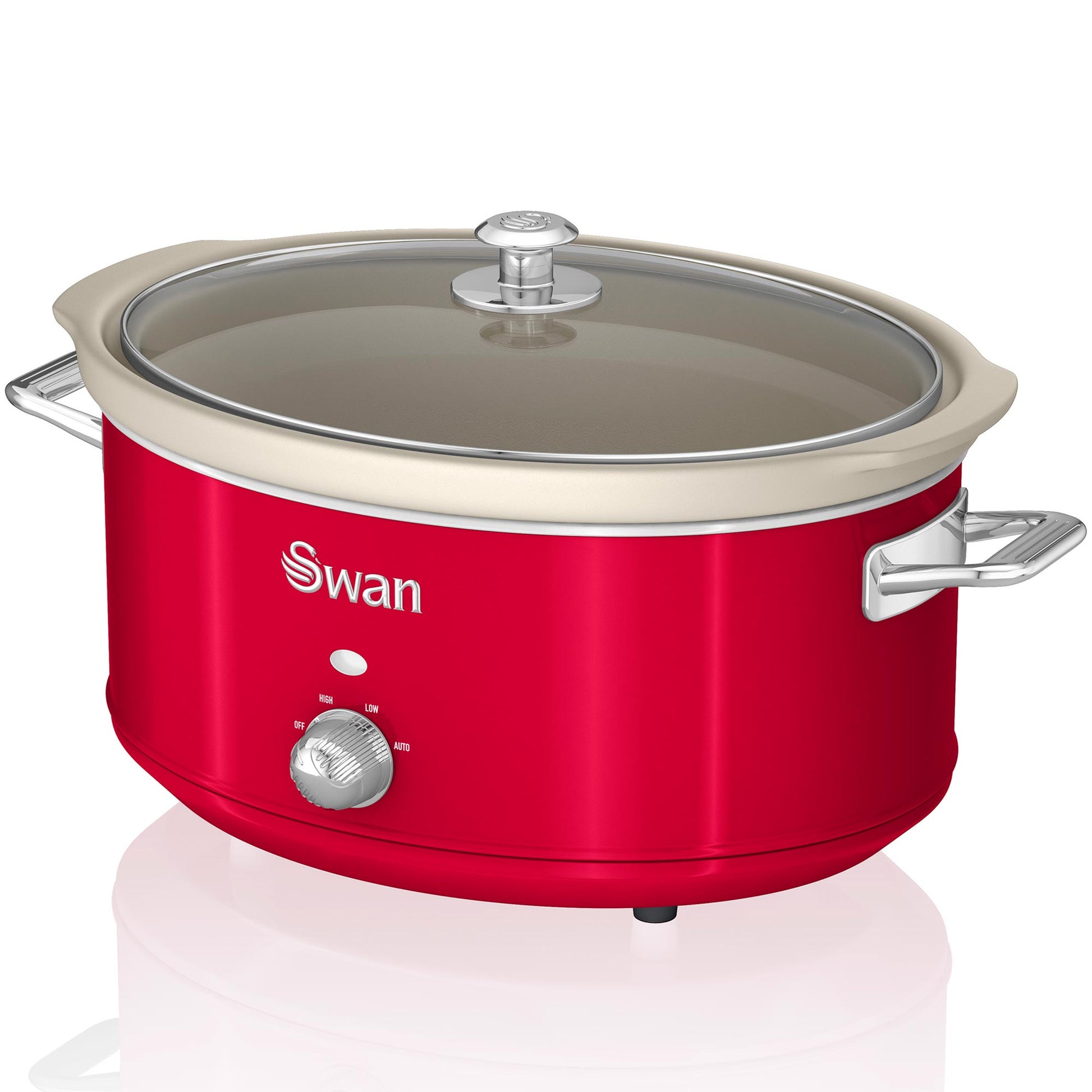 Swan Retro Olla Cocción Lenta, 6,5l, Recipiente Extraíble Antiadherente Cerámica Libre Pfoa, Vintage, Sf17031rneu, Rojo_0