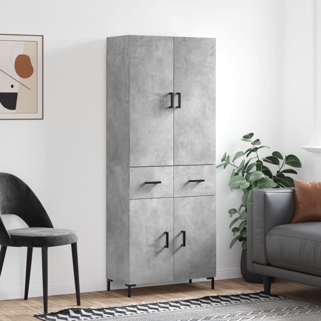 Aparador Alto Madera Contrachapada Gris Hormigón 69,5x34x180 Cm_0