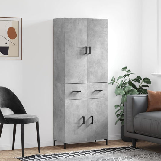 Aparador Alto Madera Contrachapada Gris Hormigón 69,5x34x180 Cm_0