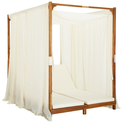 Tumbona Doble Con Cortinas Y Cojines Madera Maciza De Acacia_1