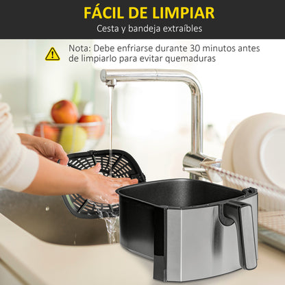 Homcom Freidora De Aire 6,5l 1700w 8 Programas Pantalla Led Táctil Temporizador_3