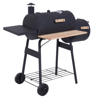 Barbacoa De Carbón Outsunny Negro 124x53x104 Cm Acero_0