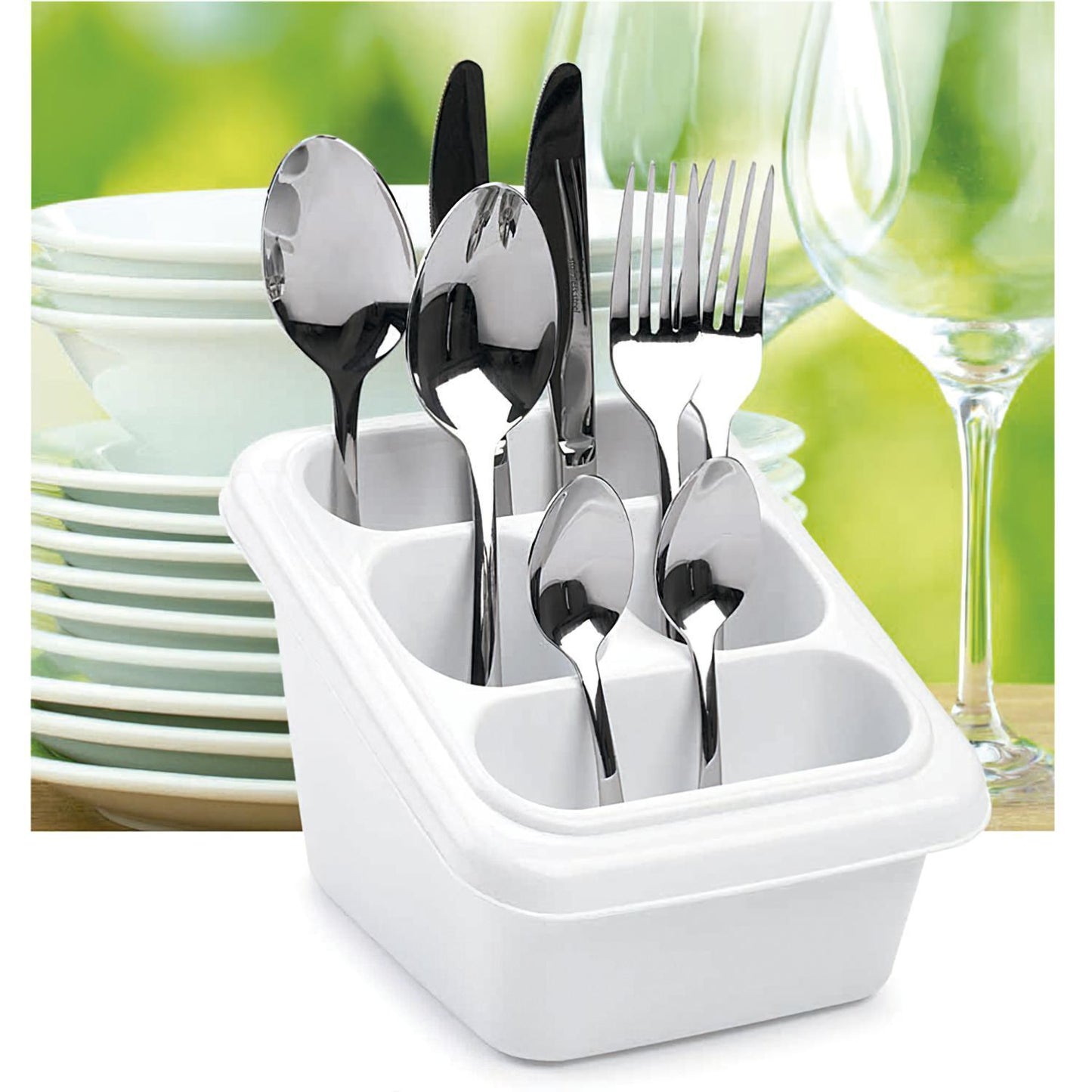 Escurrecubiertos Plástico Con Bandeja Antigoteo.