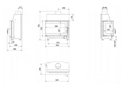 Bricosol Chimenea De Leña De Acero Kratki Simple Izquierda 6 Kw Ø 150_5