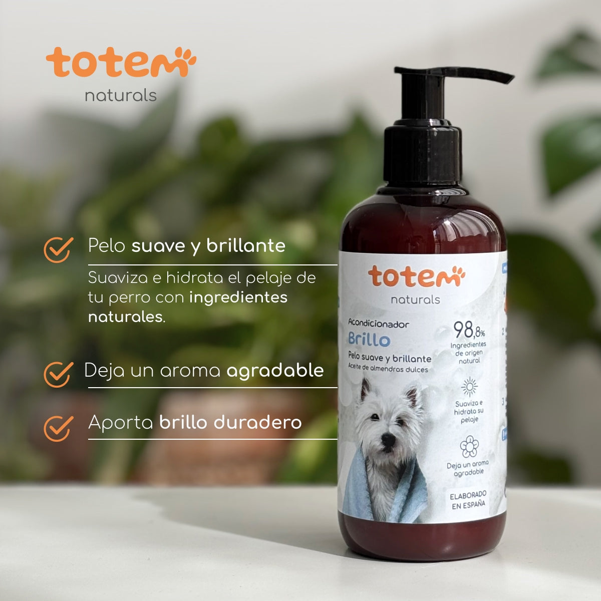 Acondicionador natural para perros suavidad y brillo Totem Naturals 250 ml