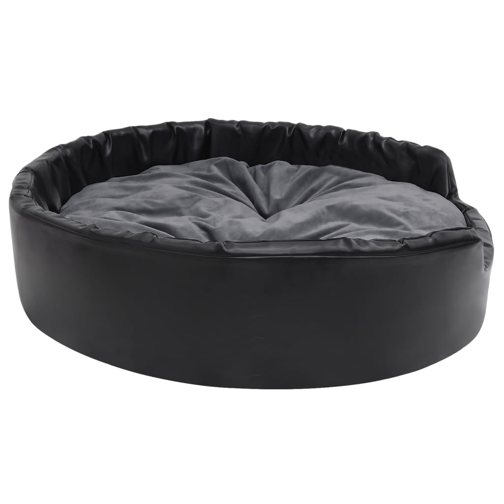 Vidaxl Cama De Perros Felpa Y Cuero Sintético Gris Oscuro 99x89x21 Cm_3