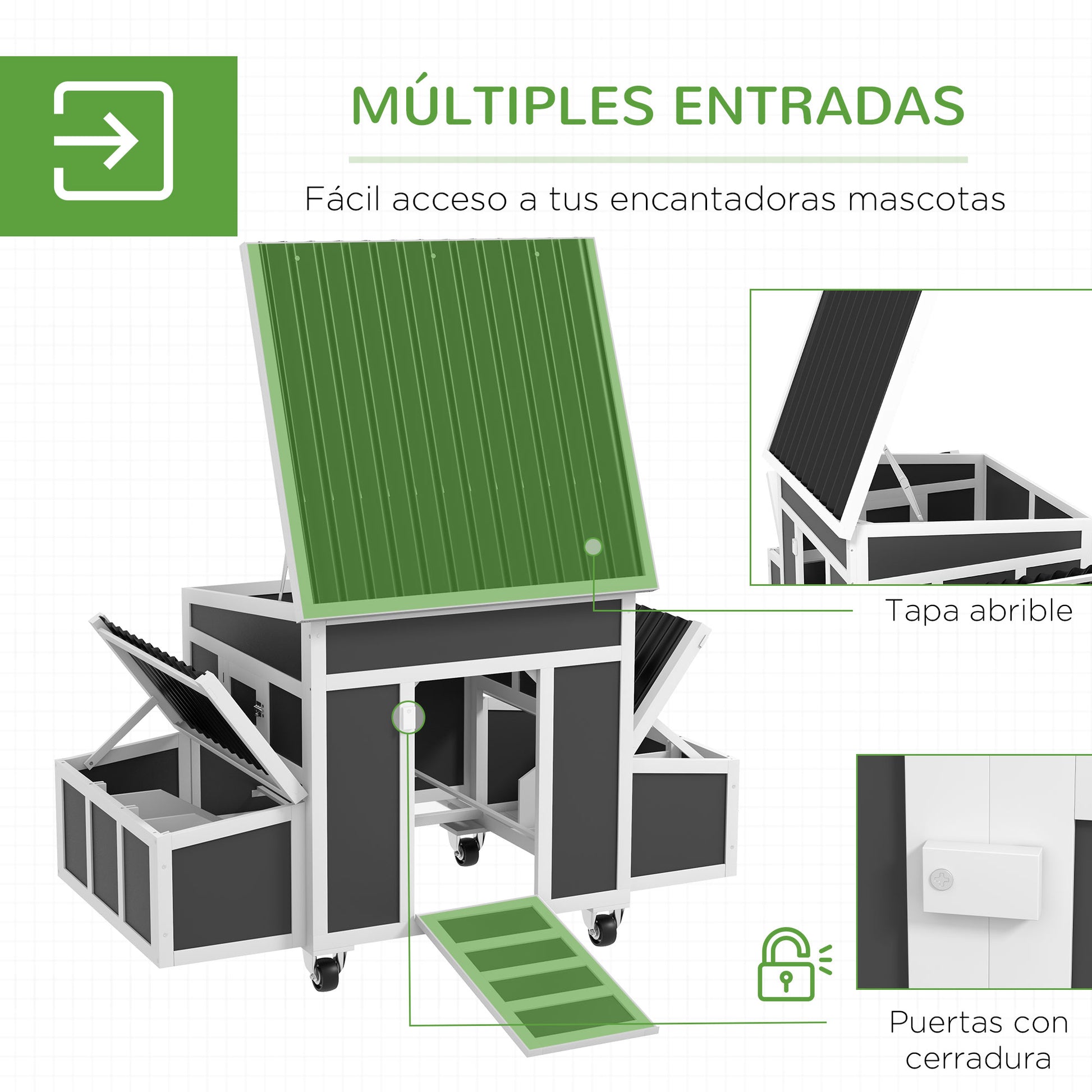 Pawhut Conjunto De 1 Gallinero De Madera Y 1 Gallinero Para Exterior De Metal_5