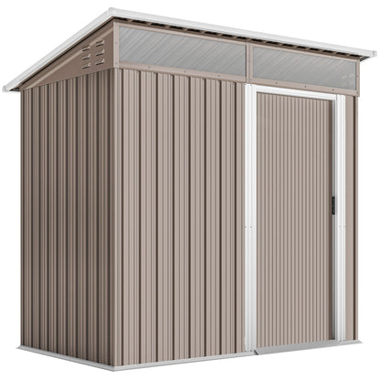 Outsunny Caseta De Jardín Exterior 1,9m² 195x122x182 Cm Con Base Refuerzo Marrón_0