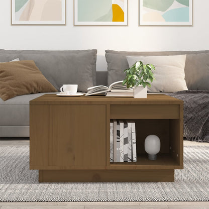 Mesa De Centro Madera Maciza De Pino Marrón Miel 60x61x32,5 Cm_1