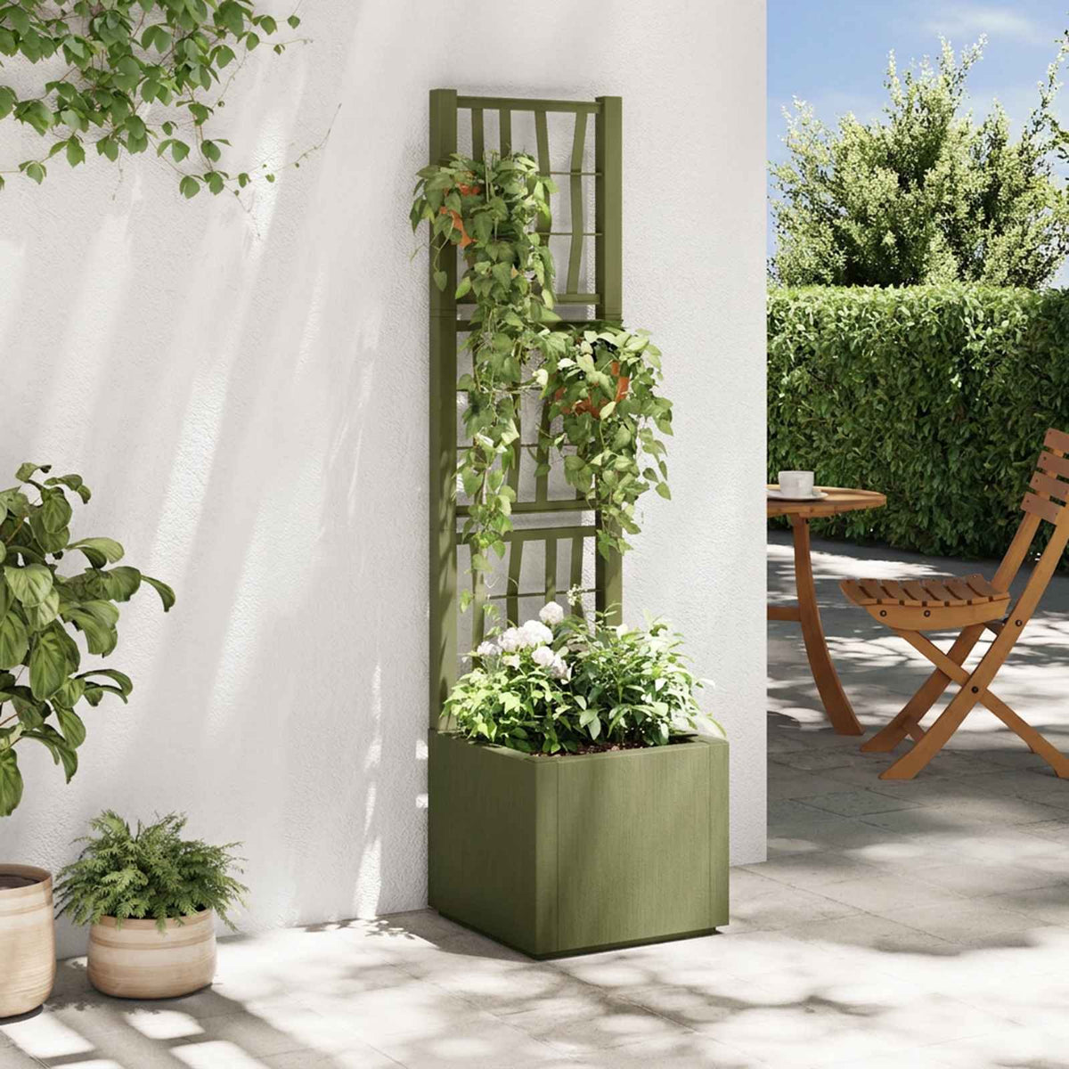 Maceta De Jardín Con Enrejado Verde 36 X 36 X 140 Cm Pp_1