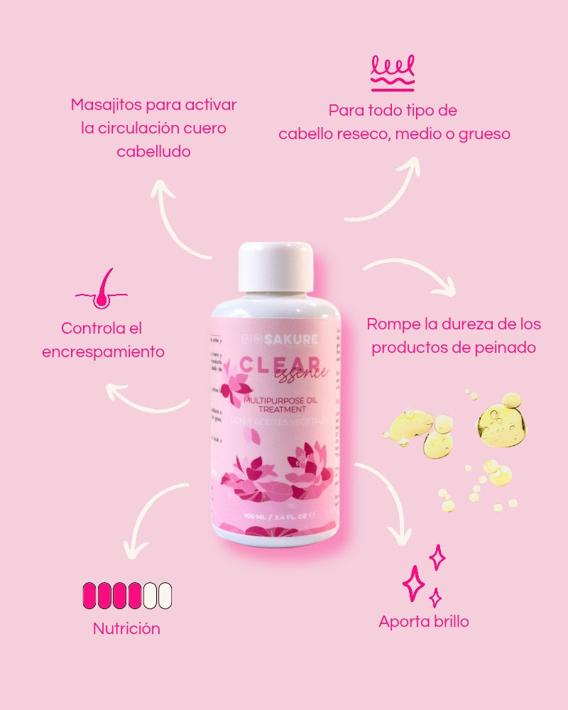 Clear Essence - Aceite Multifunción Para Cabello Y Rostro 100 Ml Bio Sakure_1