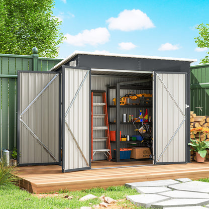 Caseta De Jardín Outsunny Acero Galvanizado Gris Oscuro 234x132x185 Cm_1