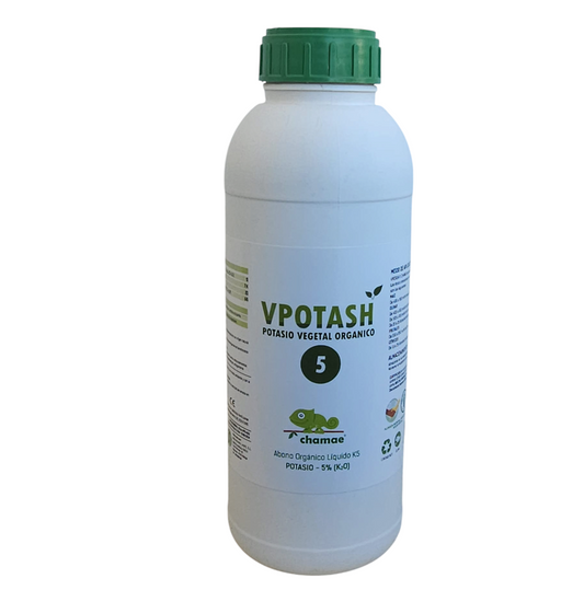 Fertilizante  Potasio VPotash 5 Chamae 1 litro Ecológico. Jardinería. Potasio verde. Aplicación al suelo y foliar._0