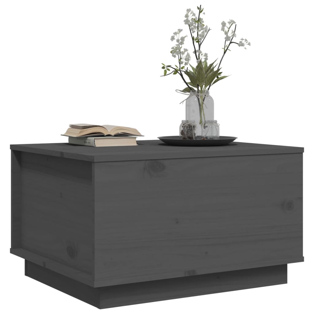 Mesa De Centro Madera Maciza De Pino Gris 60x50x35 Cm_2