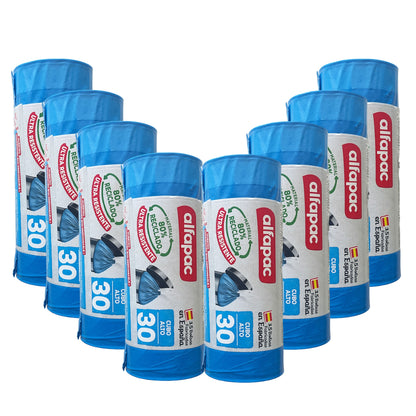 80% Reciclado 8 Rollos De 15 Bolsas De Basura 30l Con Autocierre_0