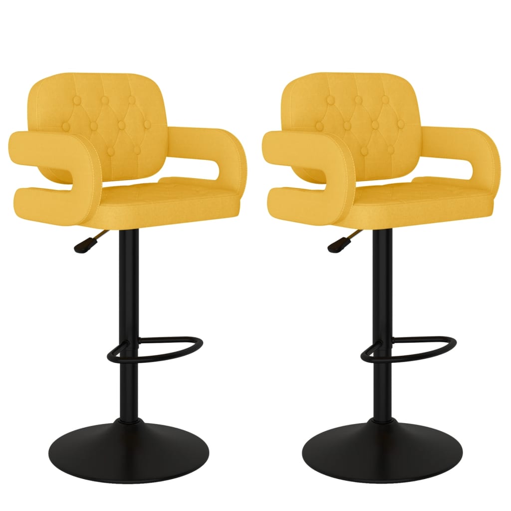 Taburetes De Cocina 2 Unidades Tela Amarillo Mostaza_0