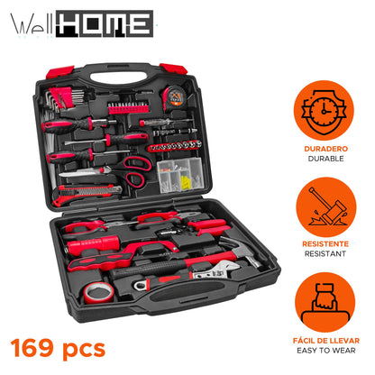 Well Home Kit De 169 Piezas De Herramientas Con Estuche Negro