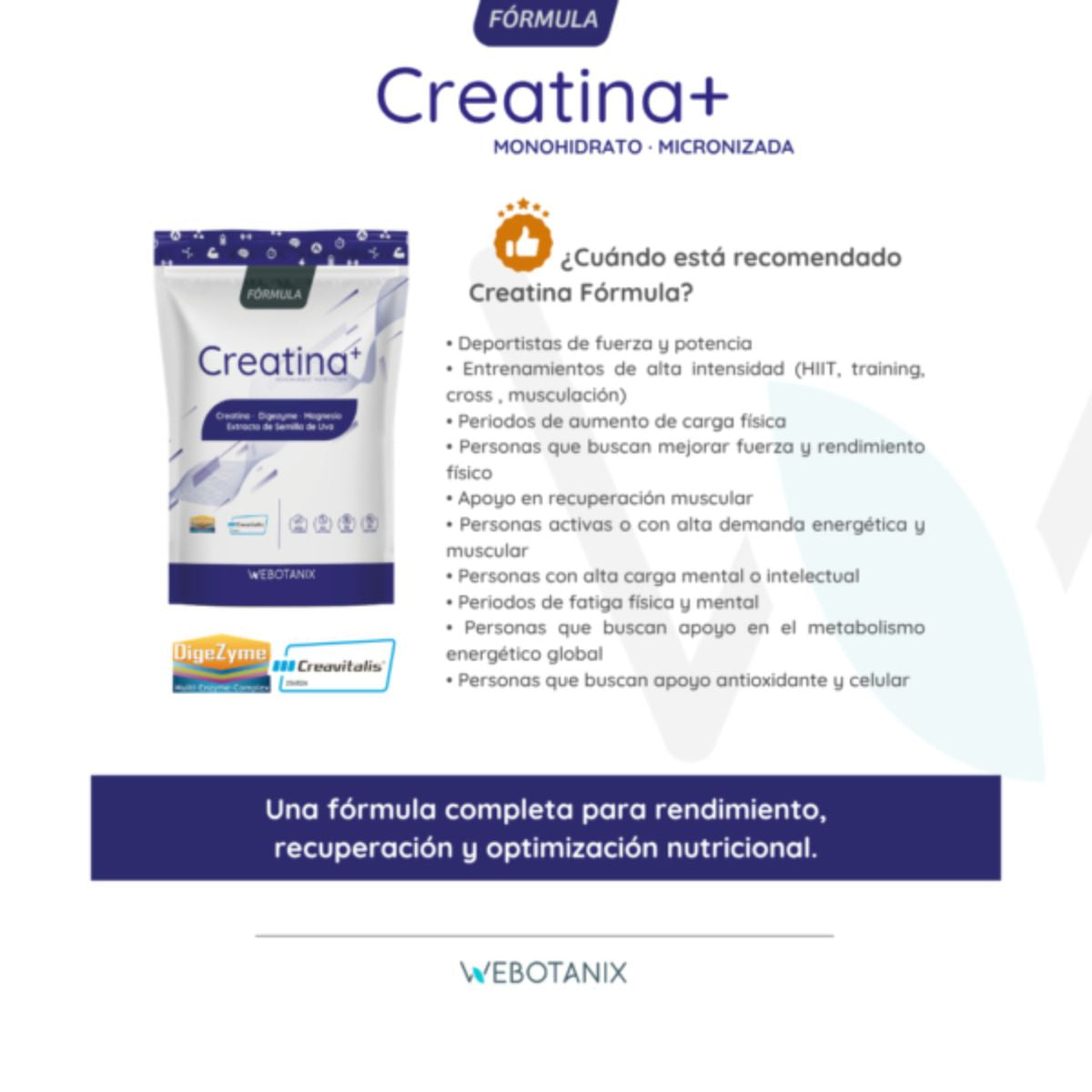 Creatina Fórmula Creavitalis WeBotanix 175g en polvo