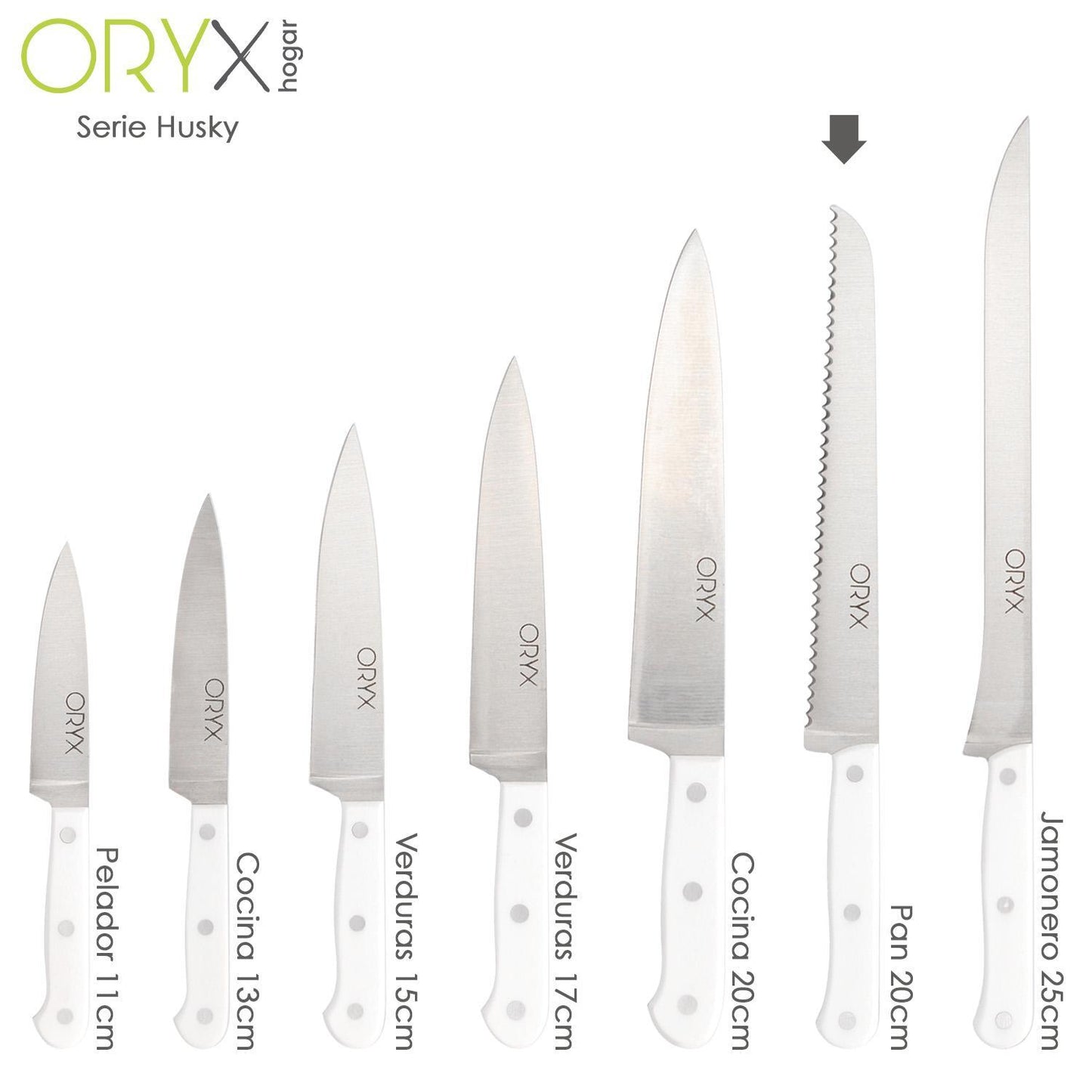 Cuchillo Husky Panero 21 Cm. Hoja Acero Inoxidable, Cuchillo Pan , Cuchillo Cortar Pan Mango Ergonomico Blanco_2