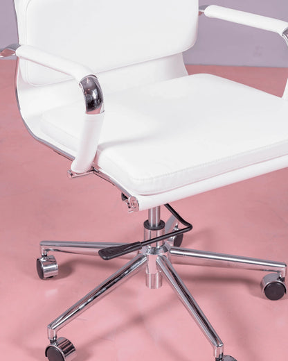 Silla De Oficina Con Ruedas Y Respaldo Alto Acolchado En Polipiel - Alu S_2