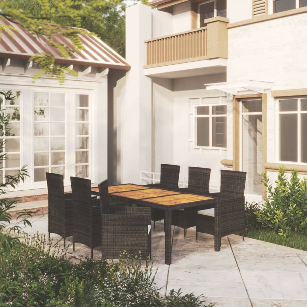 Vidaxl Juego De Comedor De Jardín 7 Piezas Ratán Sintético Negro_1
