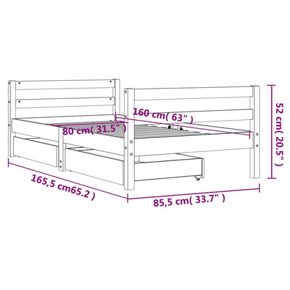 Vidaxl Estructura De Cama Infantil Con Cajones Madera De Pino 80x160cm_2