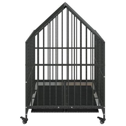 Vidaxl Jaula Para Perros Con Ruedas Acero Galvanizado Negro_5