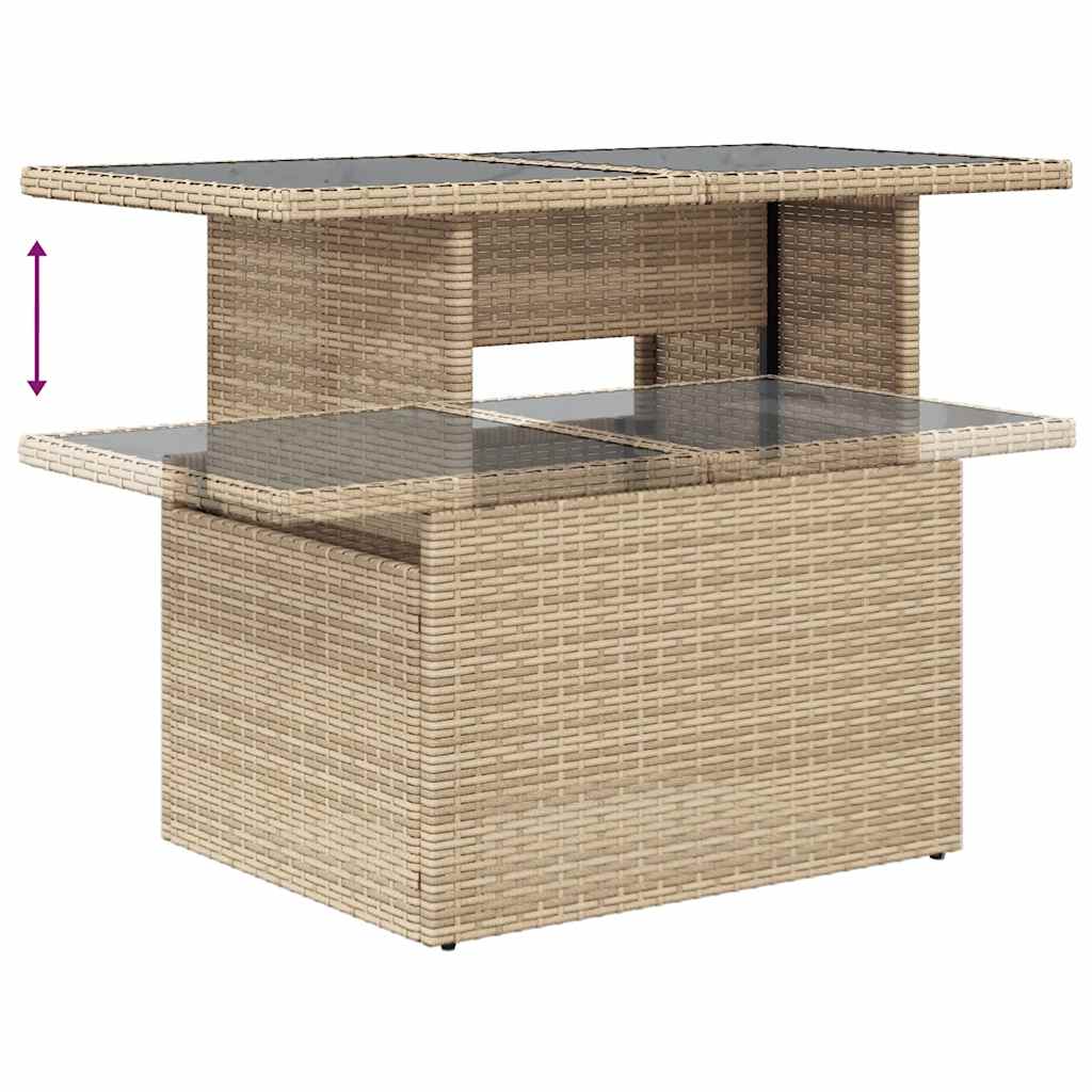 Set De Sofás De Jardín 11pzas Con Cojines Ratán Sintético Beige / Vetonek_4