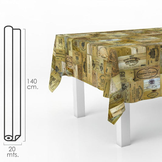 Mantel Hule Rectangular Tablones Vino. Impermeable Antimanchas Pvc 140 Cm. X 20 Metros. Rollo Recortable. Interior Y Exterior_0