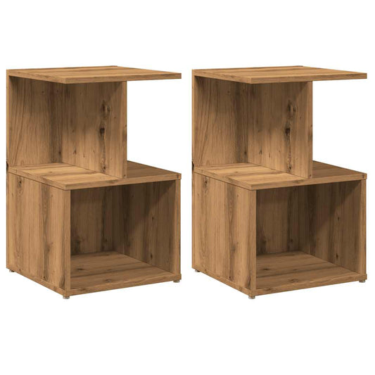Mesitas De Noche 2 Uds Madera Roble Artisan 35x35x55 Cm_0