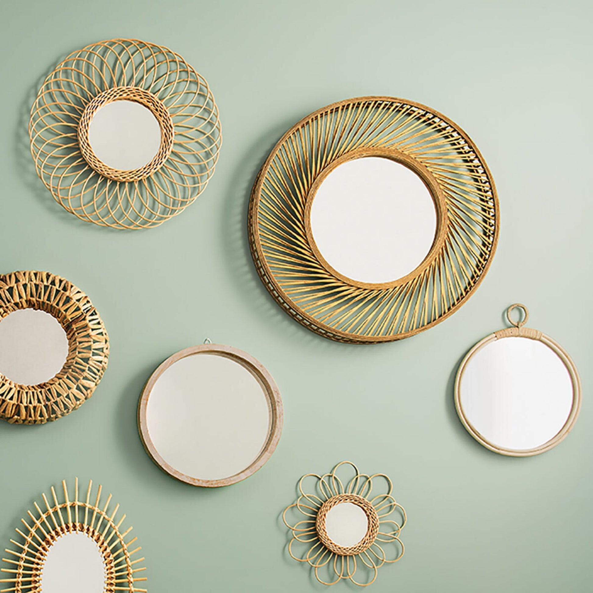 Espejo Espiral Vidhay En Bambú Ø71,7x6,8