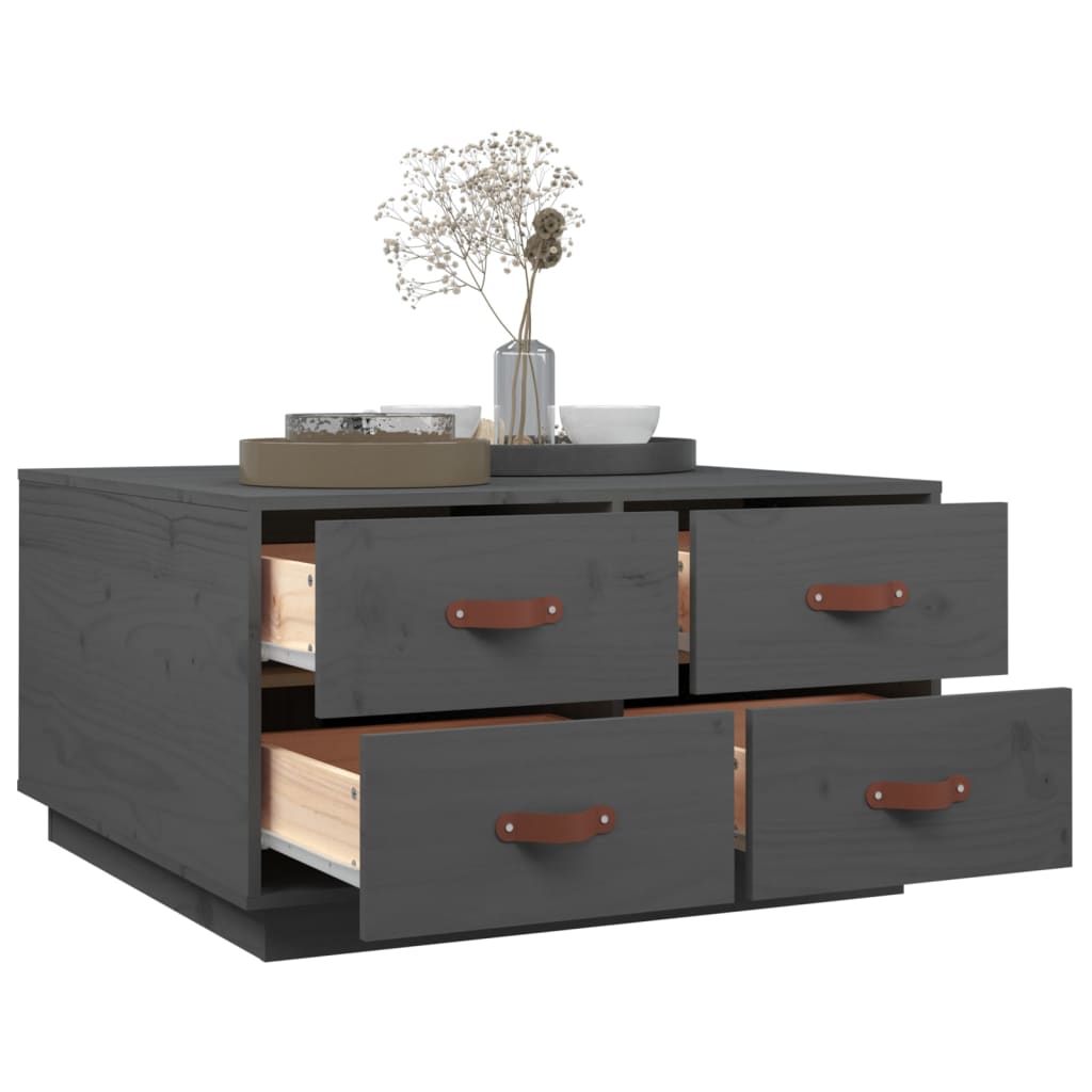 Mesa De Centro De Madera Maciza De Pino Gris 80x80x45 Cm_3